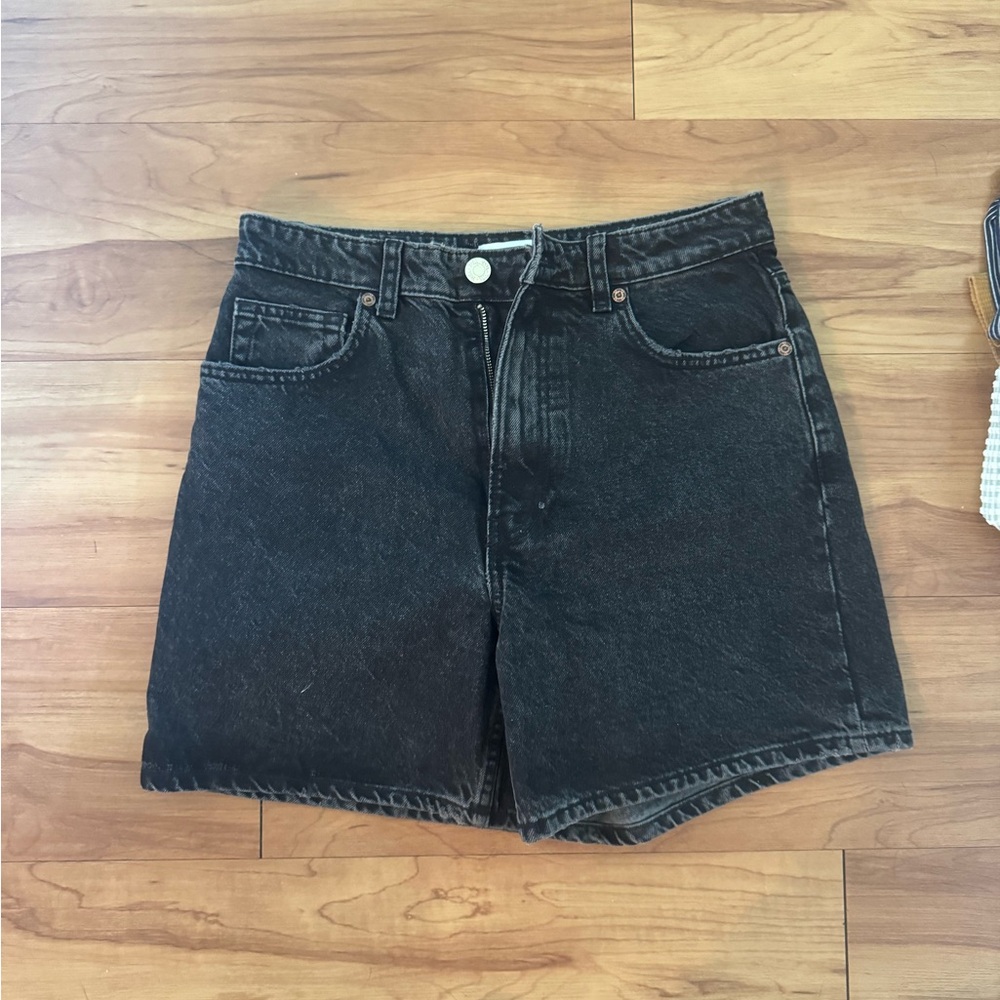 Zara Black High-Rise Denim Shorts